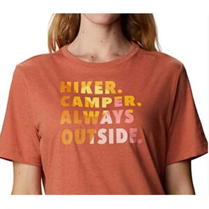 Columbia Women's Bluebird Day Relaxed Teak Brown Tee Hiker Camper 1X
